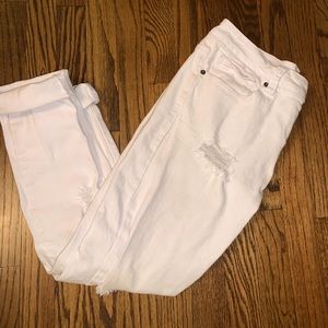MENS WHITE RIPPED SKINNY JEANS